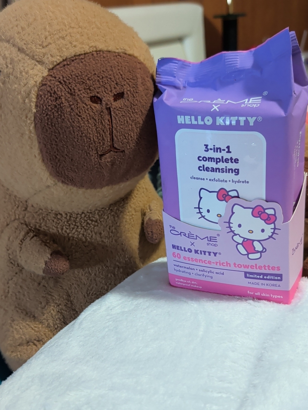 The Creme Shop x Hello Kitty Purple 3-in-1 Complete Cleansing Towelettes